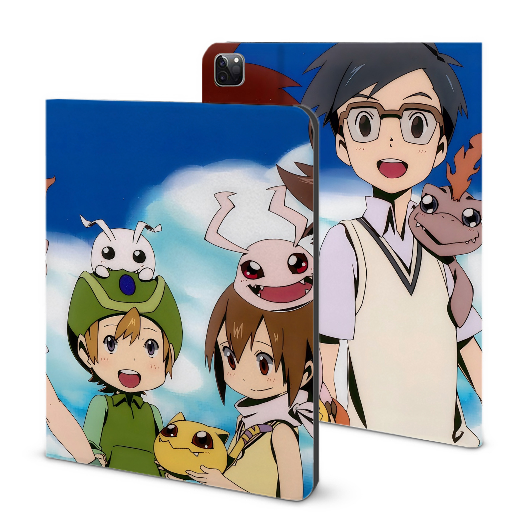 （画像用） Digimon デジタルモンスター/デジモン IPad ケース ブック型 PUレザー TPU 耐衝撃 軽量 薄型 ペン収納なし 全面保護 IPad 各モデル対応